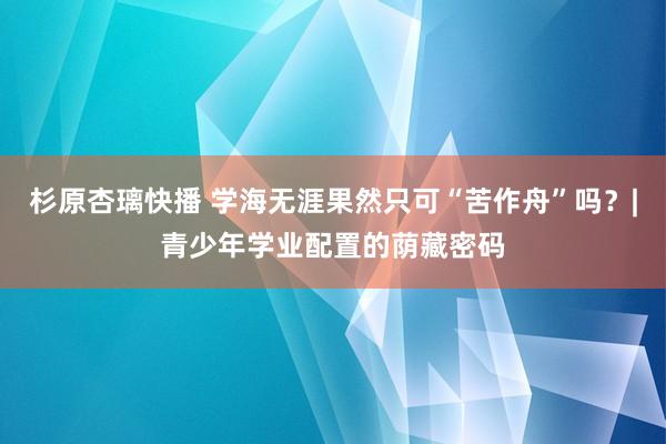 杉原杏璃快播 学海无涯果然只可“苦作舟”吗？|青少年学业配置的荫藏密码